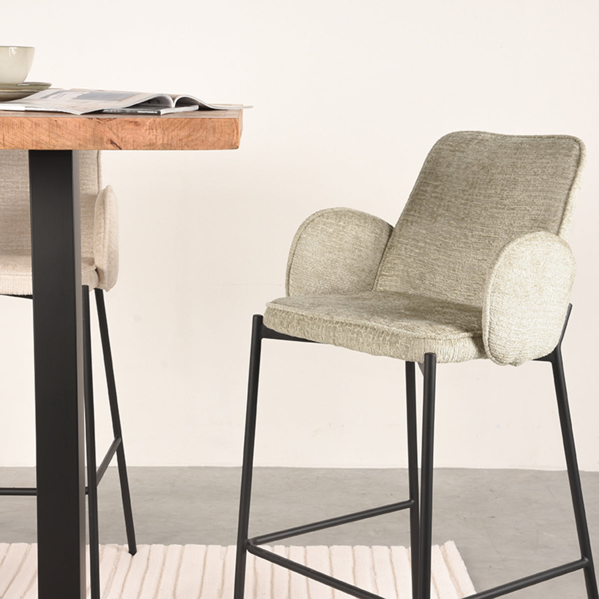 LABEL51 Barkruk Joni – Elegant Design – Microfiber Bekleding – Zithoogte 78 cm